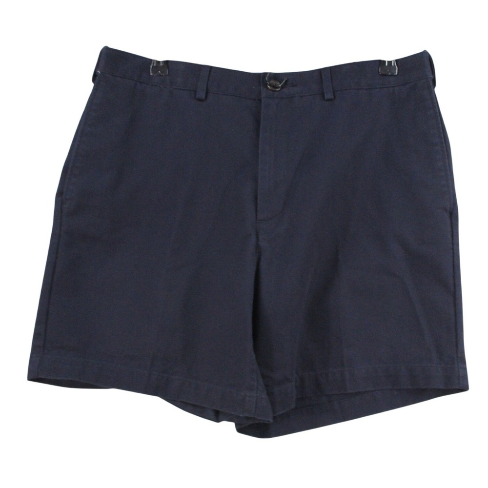 Mens Navy Blue Cotton Chino Shorts Casual Twill Flat Front Size 33